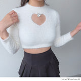 ハート開き×ビジューギャルシャギーニットトップス