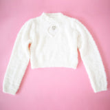 ハート開き×ビジューギャルシャギーニットトップス