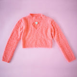 ハート開き×ビジューギャルシャギーニットトップス