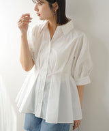 ウエストタックペプラムシャツ