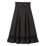 裾レーストリムクロスベルトスカート