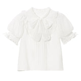 シアーリボンボウタイフリルブラウス