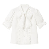 レースふちどりリボンボウタイブラウス