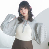 【メール便】シアーチェックボレロカーデ【ニット】