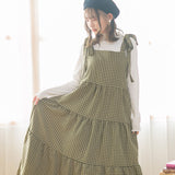 チェックリボンティアードワンピ