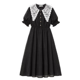 レース襟エアリージャガードワンピース