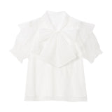 【メール便】エンジェルフリルシアーボウタイブラウス