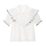 【メール便】エンジェルフリルシアーボウタイブラウス