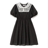 アソート柄ヨークレースおめかしレトロワンピース