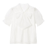 シアーボウタイシンプルブラウス