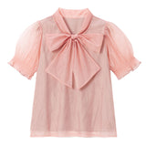 シアーボウタイシンプルブラウス