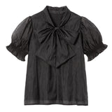 シアーボウタイシンプルブラウス