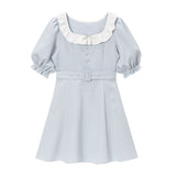 フリル襟ガーリーフレアワンピース