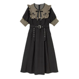 ガーターデザインバラ刺繍ワンピース