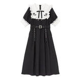 ガーターデザインバラ刺繍ワンピース