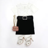 【メール便】ハートパーツバストギャザー半袖カットソートップス