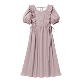 ナローリボンショルダーフリルワンピース