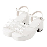 スクエアトゥトリプルリボンサンダル