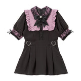 レース重ねハートバックルベルトワンピース