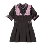 レース重ねハートバックルベルトワンピース