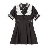 レース重ねハートバックルベルトワンピース