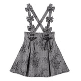 レース重ねサスペンダーリボンレースアップスカート