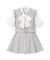 ボウタイレースビジューベルトワンピース