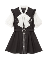 ボウタイレースビジューベルトワンピース