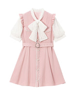 ボウタイレースビジューベルトワンピース