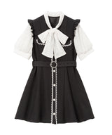 ボウタイレースビジューベルトワンピース