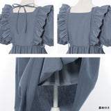 ナローリボンショルダーフリルワンピース