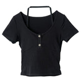 パット付バスト盛りギャルカットソートップス