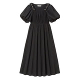 ショルダービジューパフワンピース