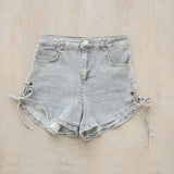 キラキラパーツ脇レースショートパンツ