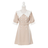 ダブルボタンセーラーフリル襟ワンピース