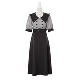 ダブルボタンセーラーフリル襟ワンピース