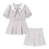 【新春セール】丸襟フリルガーリーセットアップ