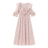 【新春セール】ショルダーレースモテフリルワンピース