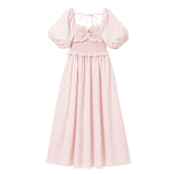 【新春セール】胸元リボンシャーリングワンピース