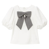 ビッグリボン付デコルテオープンパフトップス