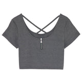 【メール便】前後2WAYジップ×クロス短丈カットソー