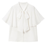 ケープフリルボウタイフリボンブラウス