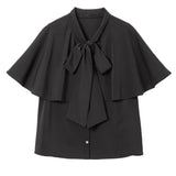 ケープフリルボウタイフリボンブラウス