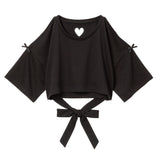 【メール便】バックリボンハートカットクロップドカットソー