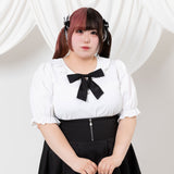 【メール便】リボンビジューフリル襟ブラウス