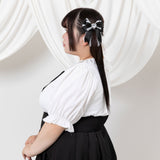 【メール便】リボンビジューフリル襟ブラウス