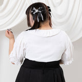 【メール便】リボンビジューフリル襟ブラウス