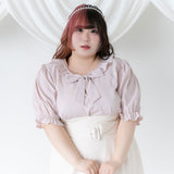 【メール便】リボンビジューフリル襟ブラウス