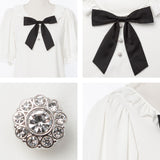 【メール便】リボンビジューフリル襟ブラウス