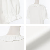 【メール便】リボンビジューフリル襟ブラウス